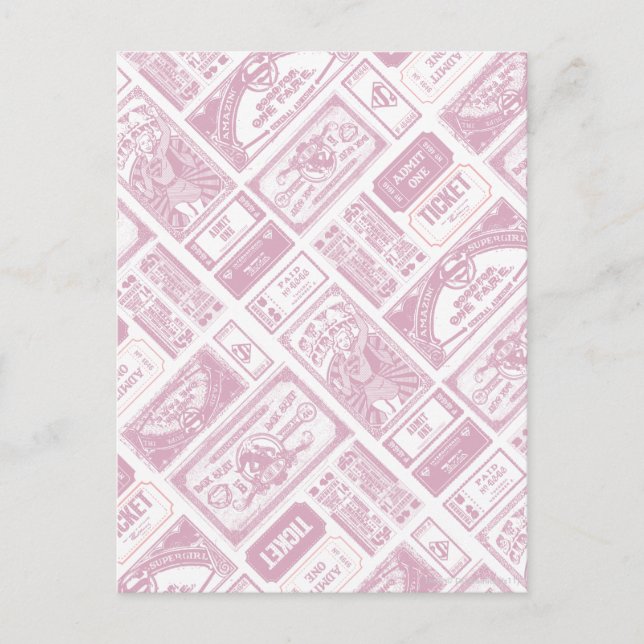 Supergirl Admit One Pattern Pink Postcard (Front)
