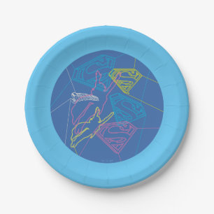 Supergirl and Logo Colored Outlines Paper Plate