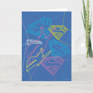 Supergirl and Logo Coloured Outlines Card
