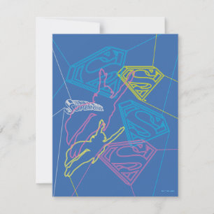 Supergirl and Logo Coloured Outlines Card