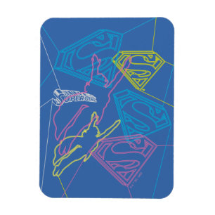 Supergirl and Logo Coloured Outlines Magnet