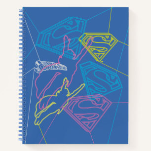 Supergirl and Logo Coloured Outlines Notebook