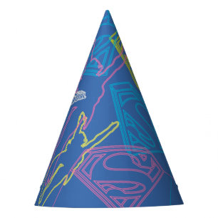 Supergirl and Logo Coloured Outlines Party Hat