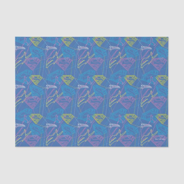 Supergirl and Logo Coloured Outlines Tissue Paper (Front)