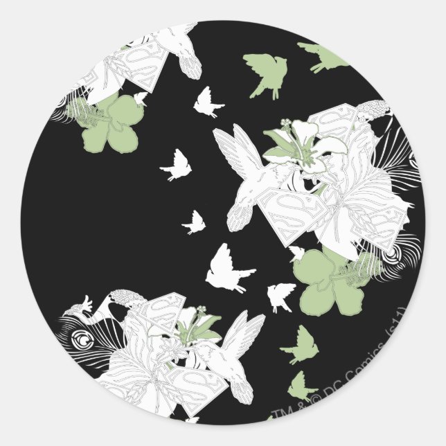 Supergirl Birds and Feathers Classic Round Sticker (Front)