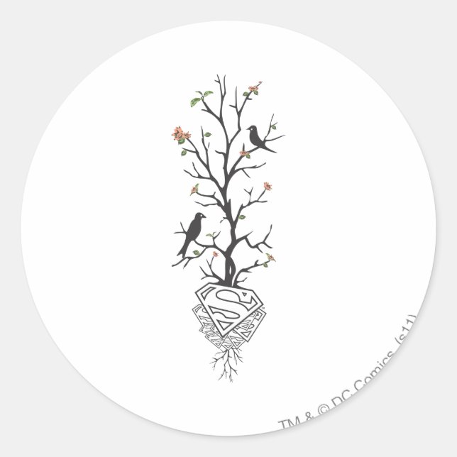 Supergirl Birds in the Tree Classic Round Sticker (Front)