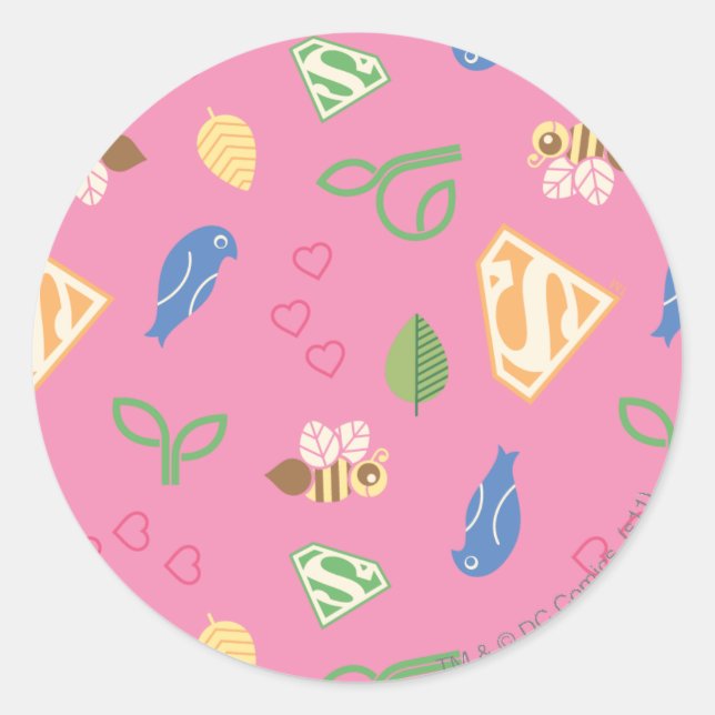 Supergirl Birds & the Bees Pink Classic Round Sticker (Front)