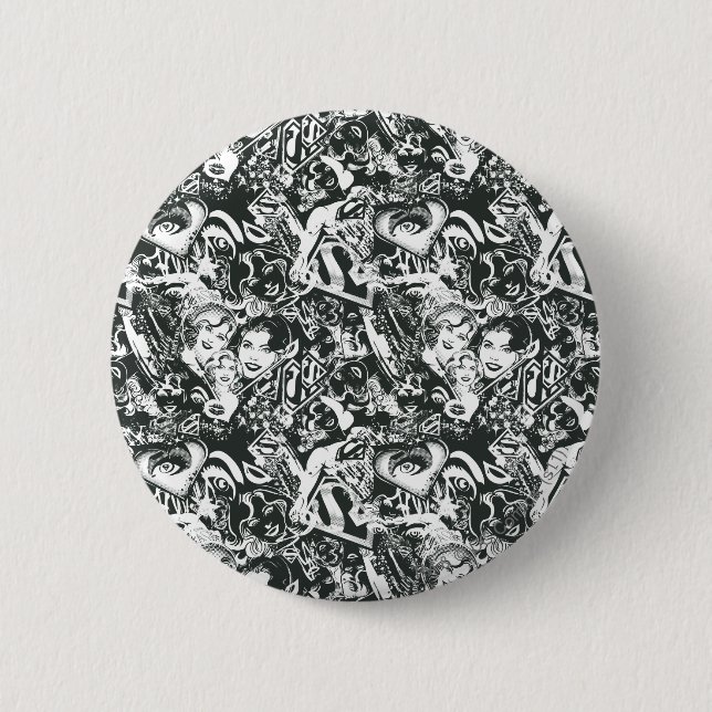Supergirl Black and White Collage 6 Cm Round Badge (Front)