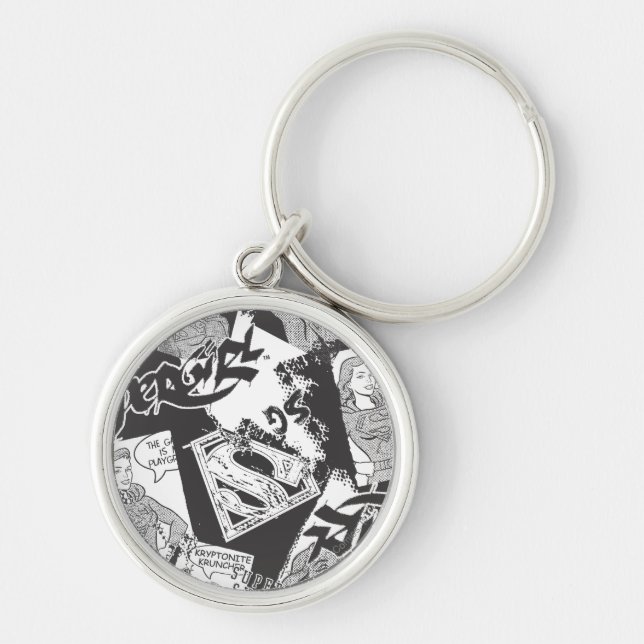 Supergirl Black and White Collage Key Ring (Front)