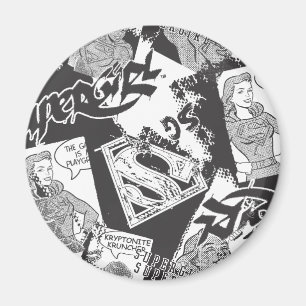 Supergirl Black and White Collage Magnet