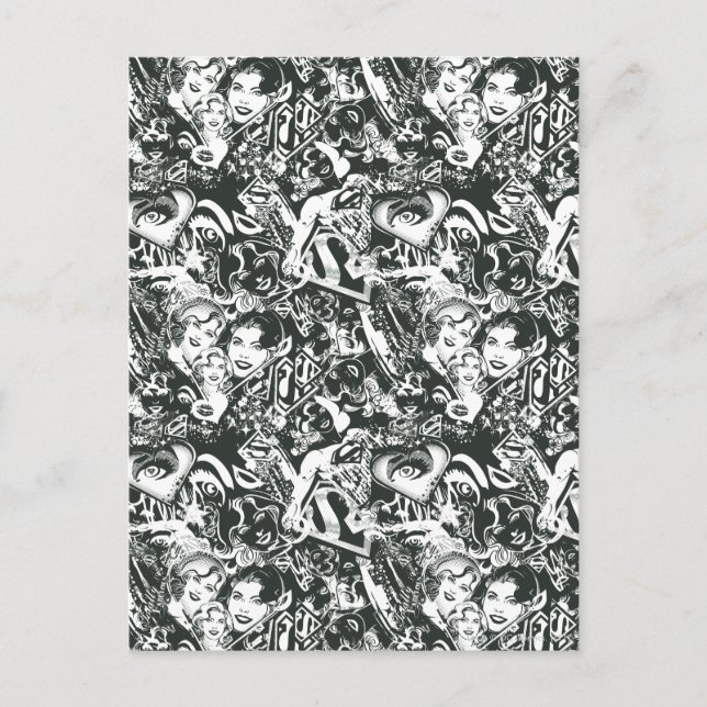 Supergirl Black and White Collage Postcard (Front)