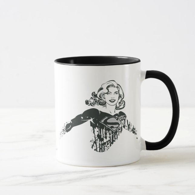 Supergirl Black and White Drawing 1 Mug (Right)