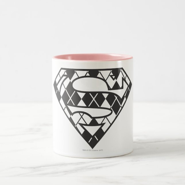 Supergirl Black Argyle Logo Two-Tone Coffee Mug (Center)