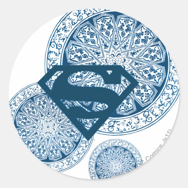 Supergirl Blue Circle Design Classic Round Sticker (Front)