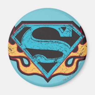 Supergirl Blue Logo with Flames Magnet