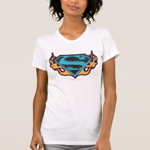 Supergirl Blue Logo with Flames T-Shirt