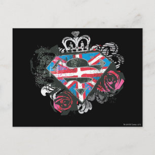 Supergirl British Flag and Roses Postcard