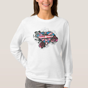 Supergirl British Flag and Roses T-Shirt
