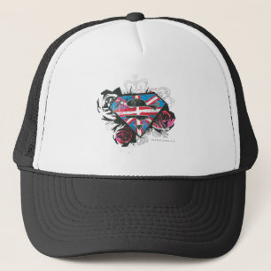 Supergirl British Flag and Roses Trucker Hat