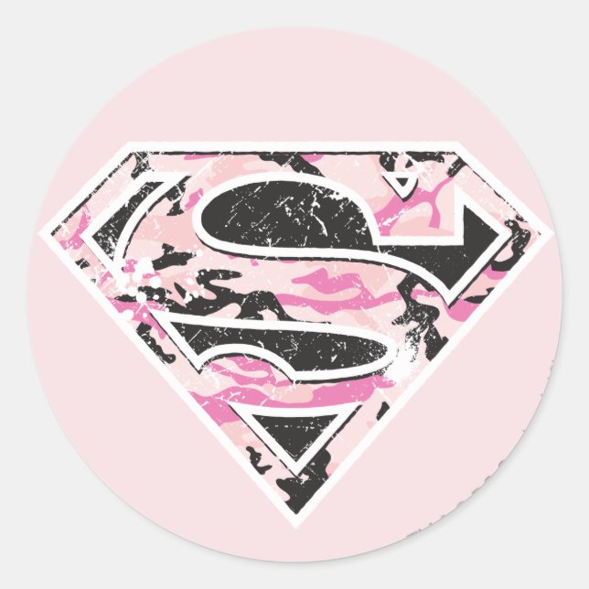 Supergirl Camouflage Logo Classic Round Sticker (Front)