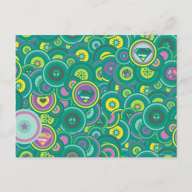 Supergirl Circle Green Pattern Postcard (Front)