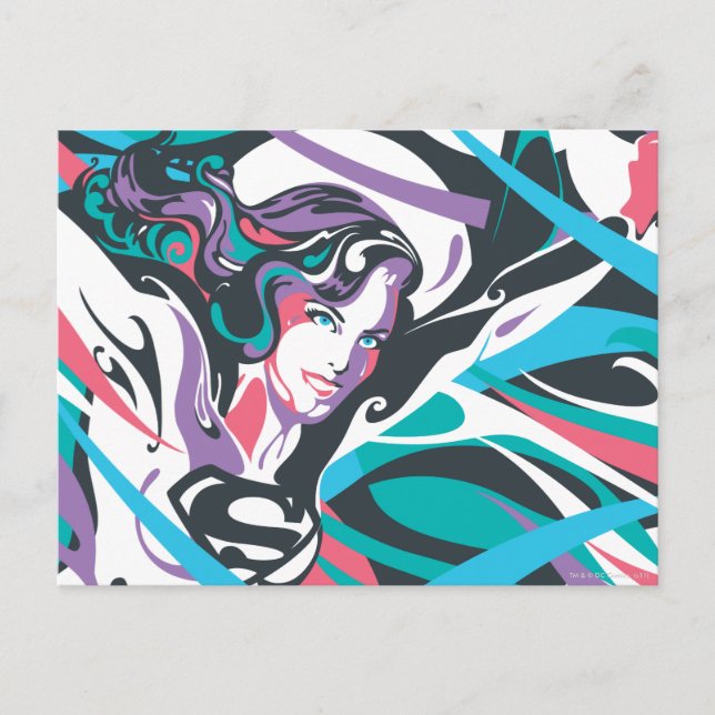 Supergirl Colour Splash Swirls 2 Postcard (Front)