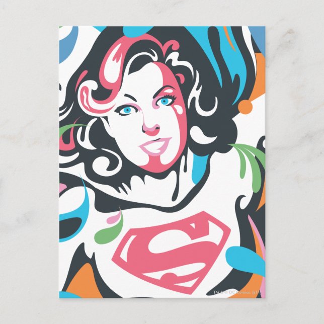 Supergirl Colour Splash Swirls 3 Postcard (Front)