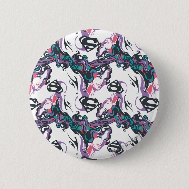 Supergirl Colour Splash Swirls Pattern 3 6 Cm Round Badge (Front)