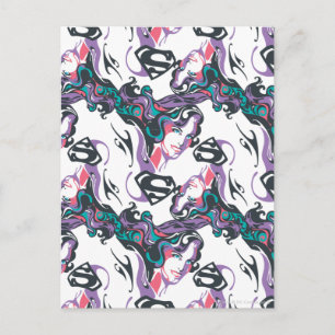 Supergirl Colour Splash Swirls Pattern 3 Postcard
