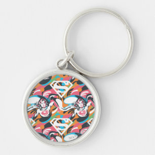 Supergirl Colour Splash Swirls Pattern 4 Key Ring