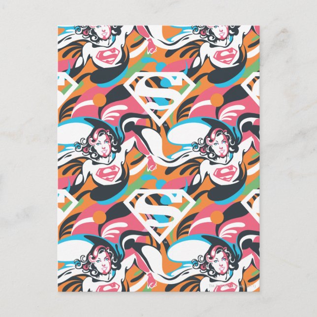 Supergirl Colour Splash Swirls Pattern 4 Postcard (Front)