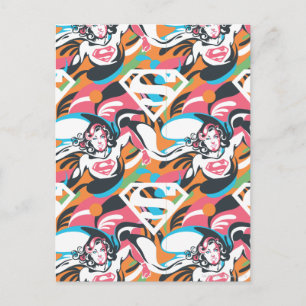 Supergirl Colour Splash Swirls Pattern 4 Postcard