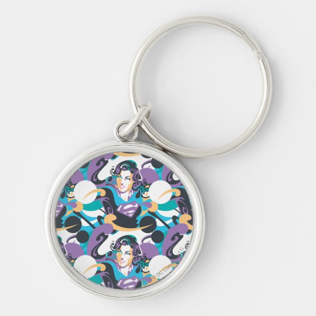 Supergirl Colour Splash Swirls Pattern 5 Key Ring (Front)