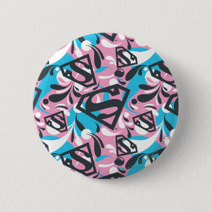 Supergirl Colour Splash Swirls Pattern 6 Cm Round Badge