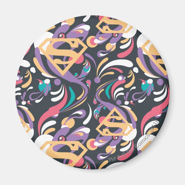 Supergirl Colour Splash Swirls Pattern 8 Magnet (Front)