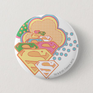 Supergirl Colourful Cloud Logo 6 Cm Round Badge
