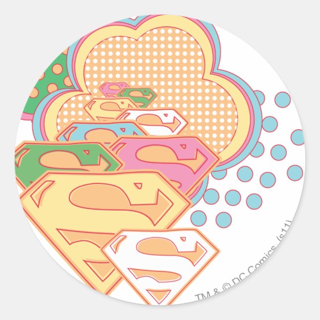 Supergirl Colourful Cloud Logo Classic Round Sticker (Front)