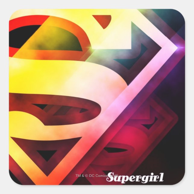 Supergirl Colourful Logo Square Sticker (Front)