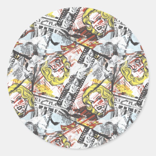 Supergirl Comic Capers Pattern 2 Classic Round Sticker (Front)