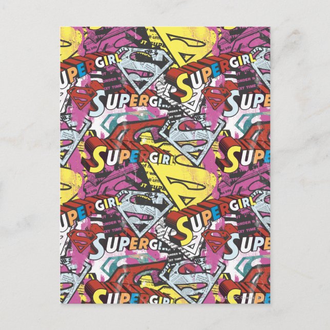 Supergirl Comic Capers Pattern 4 Postcard (Front)