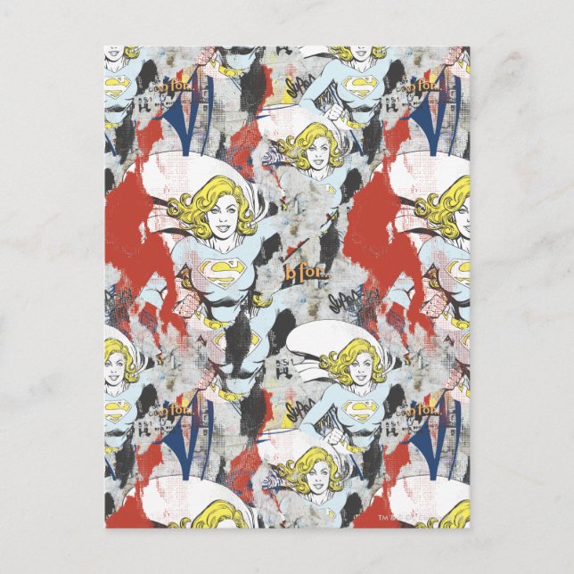 Supergirl Comic Capers Pattern 5 Postcard (Front)