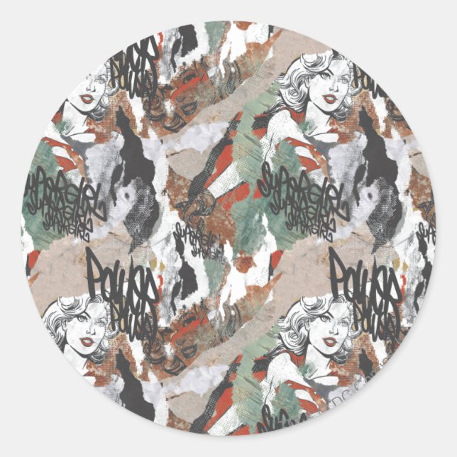 Supergirl Comic Capers Pattern 6 Classic Round Sticker (Front)