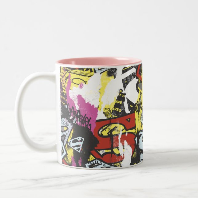 Supergirl Comic Capers Pattern 7 Two-Tone Coffee Mug (Left)