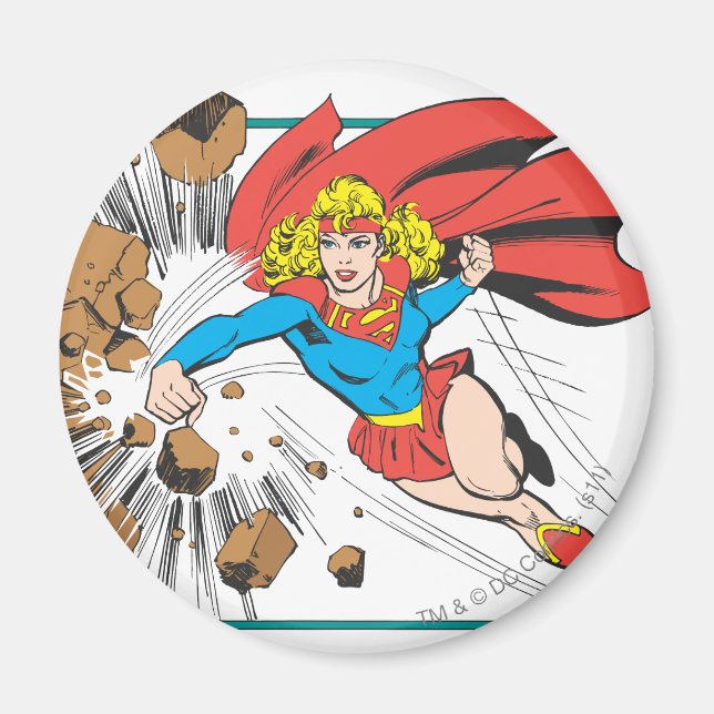 Supergirl Destroys Boulder Magnet (Front)