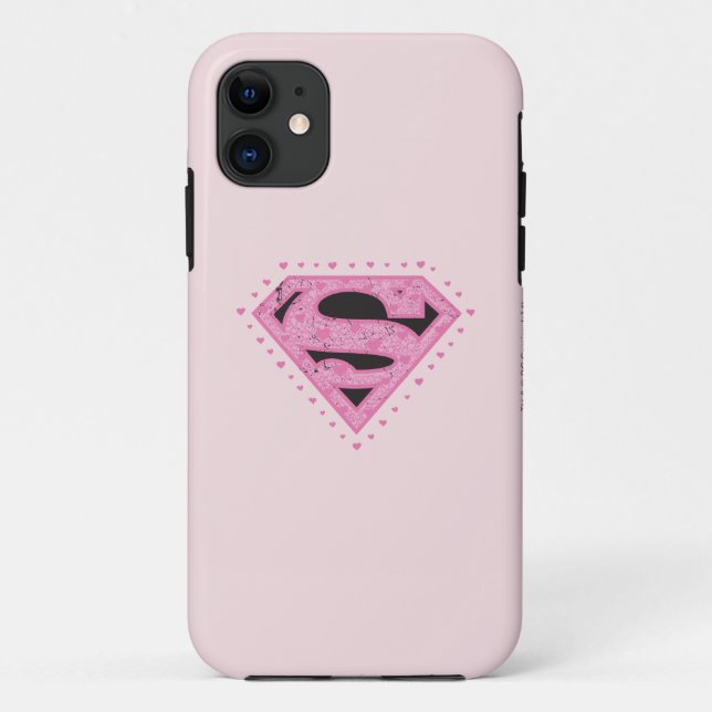 Supergirl Distressed Logo Black and Pink Case-Mate iPhone Case (Back)