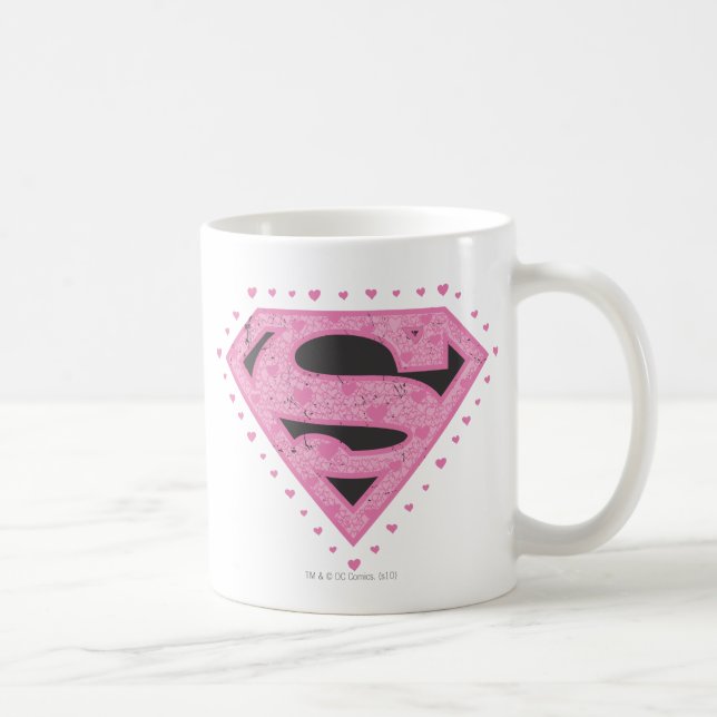 Supergirl Distressed Logo Black and Pink Coffee Mug (Right)