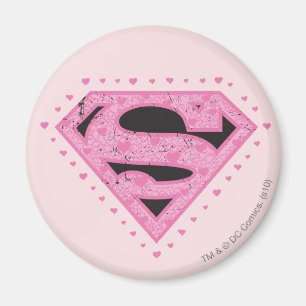 Supergirl Distressed Logo Black and Pink Magnet