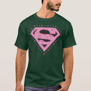 Supergirl Distressed Logo Black and Pink T-Shirt