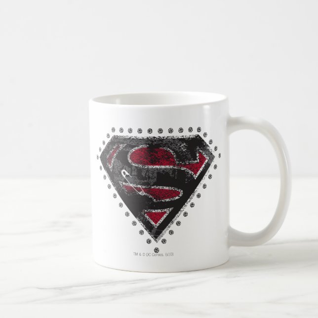 Supergirl Distressed Logo Black and Red Coffee Mug (Right)