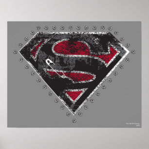 Supergirl Distressed Logo Black and Red Poster